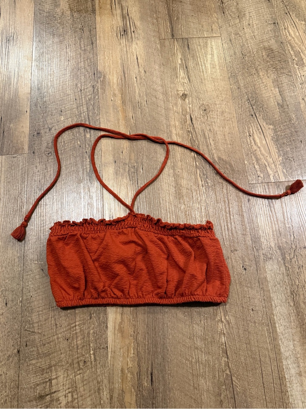 Free People Rust Smocked Halter Bandeau